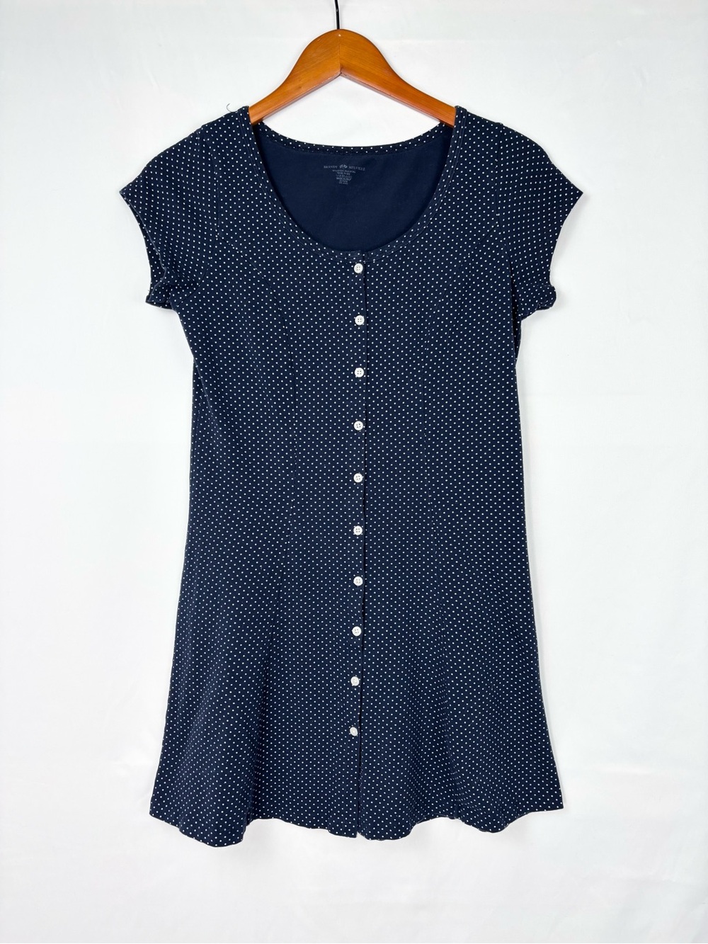 Brandy Melville Lara Dress Polka Dot Blue White Short Sleeve Mini Tie